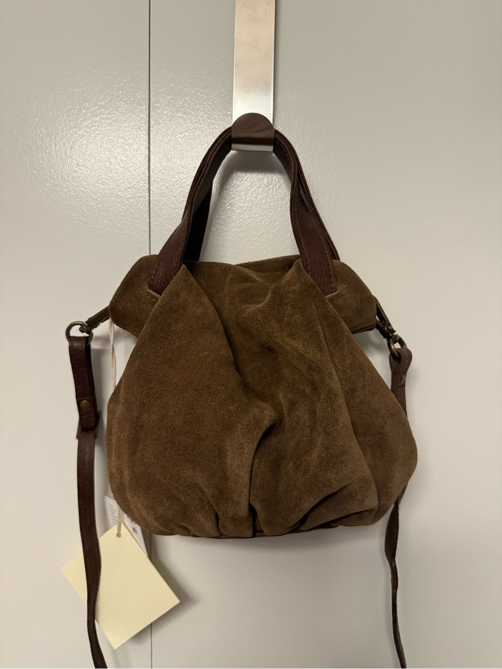 Free People Suki Mini Tote Brown Suede Crossbody New $78 - Picture 5 of 8